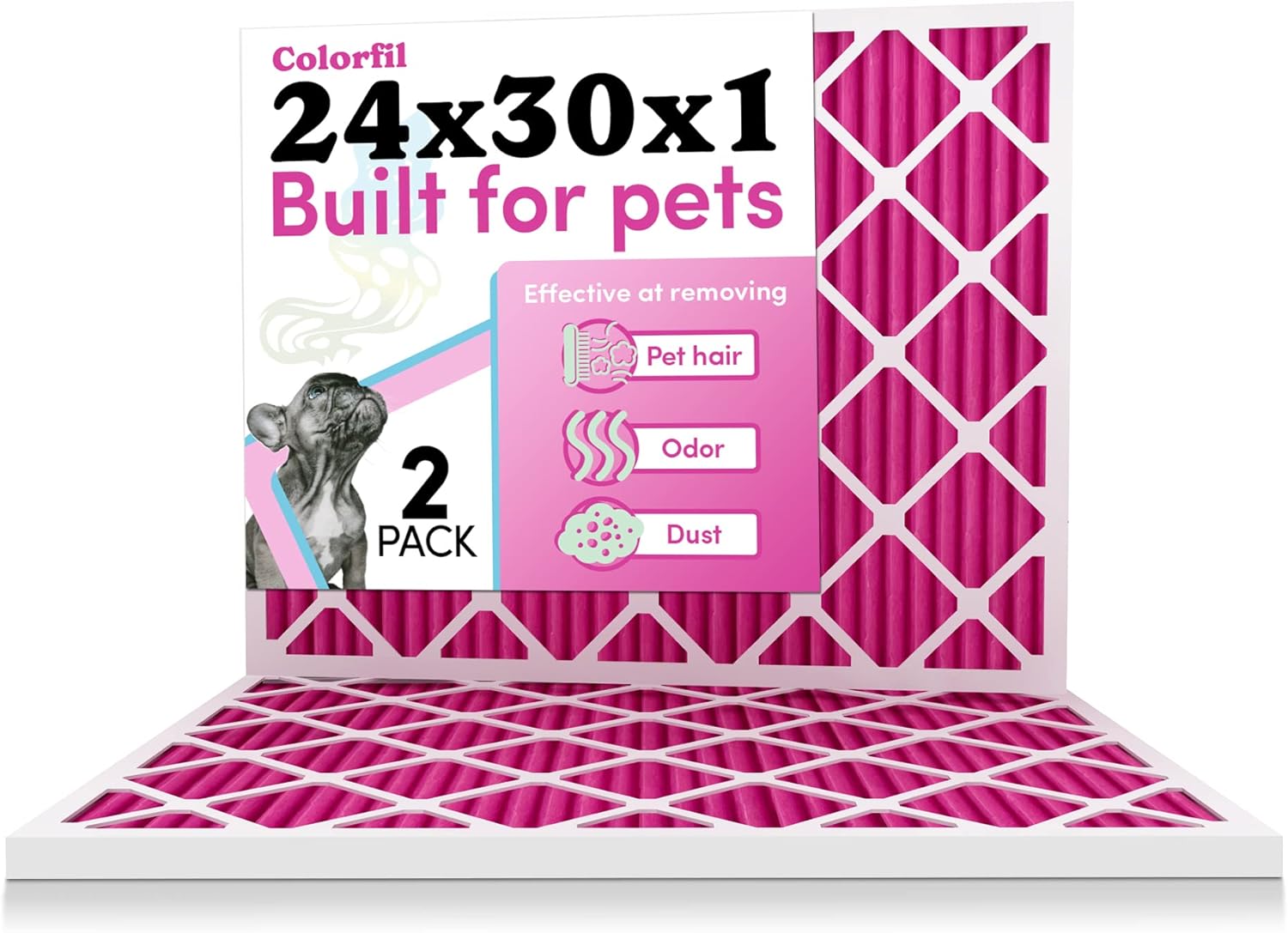 18x20x1 Air Filter by Colorfil | Color Changing Filters for Cat and Dog Odor | MERV 8 Furnace AC Filter for Pet Hair and Dust | 17.5"x19.5"x0.75" Exact Size | Pack of 6