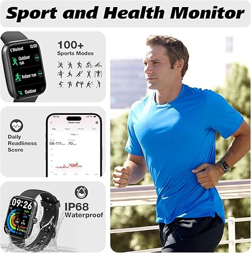 Miniatura 6 de Reloj inteligente para hombres y mujeres con llamada Bluetooth, reloj inteligente integrado con Alexa, reloj de fitness de 1.8 pulgadas con más de