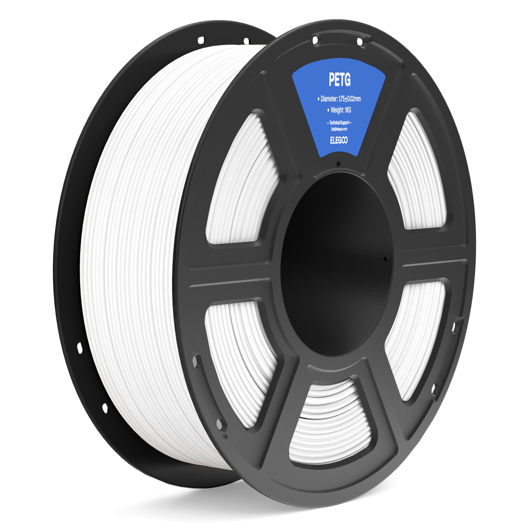 ELEGOO PETG Filamento 1,75 mm Bianco 1KG, Filamento per Stampante 3D Precisione Dimensionale +/- 0,02 mm, Bobina da 1kg Compatibile con la Maggior Parte delle Stampanti 3D FDM