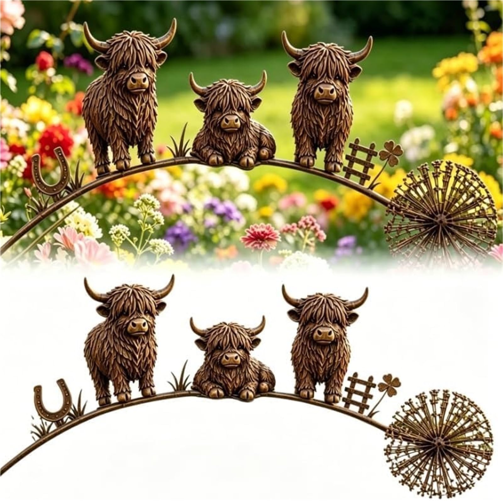CAIFUGUIHE Metal Robin Garden Stake with 3 Birds and Dandelion