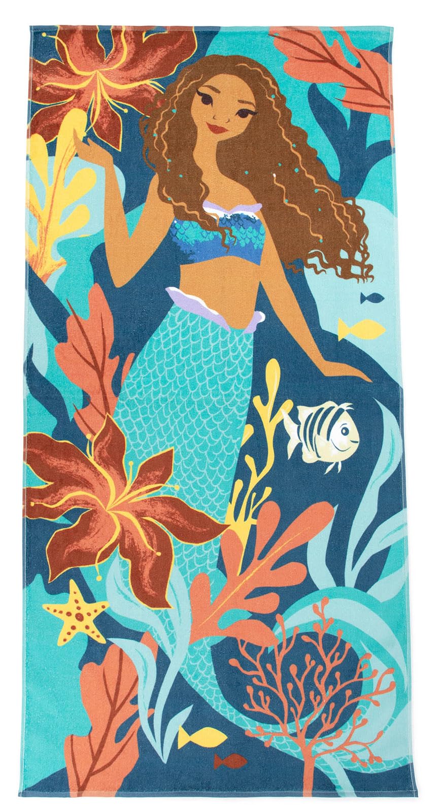 Jay Franco Disney The Little Mermaid Live Action Deep Sea Adventures Kids Bath Pool Beach Towel - Super Soft & Absorbent 100% Cotton Towel Features Ariel, Measures 28 x 58