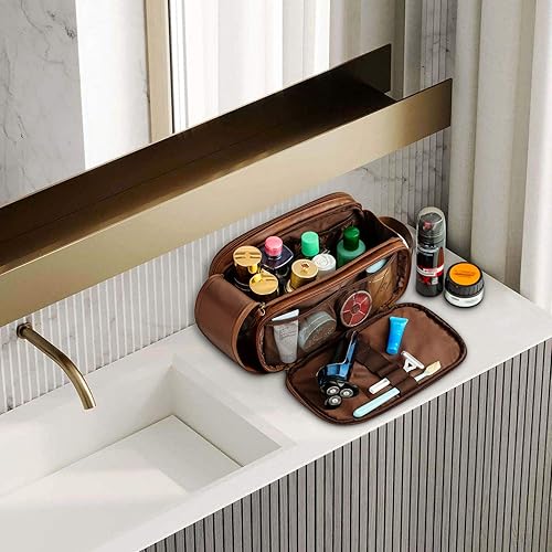 Miniatura 8 de Elviros - Bolsa para artículos de aseo personal para hombre, resistente al agua, organizador de artículos de aseo personal para viajes largos, de