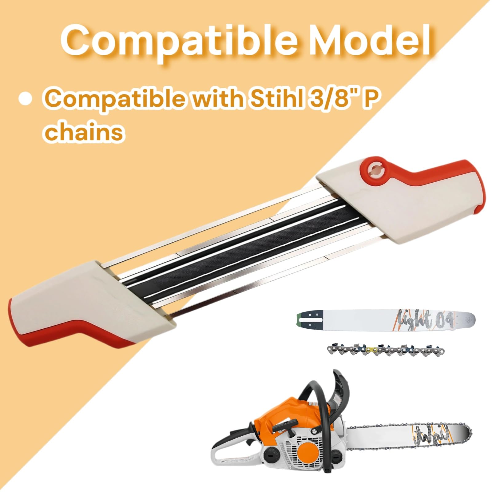56057504303 Afilador de cadena de motosierra, herramienta afiladora de motosierra, herramienta de repuesto portátil para afilador de motosierra Stihl (5/32 pulgadas (4 mm) para cadenas de 1 cm (1