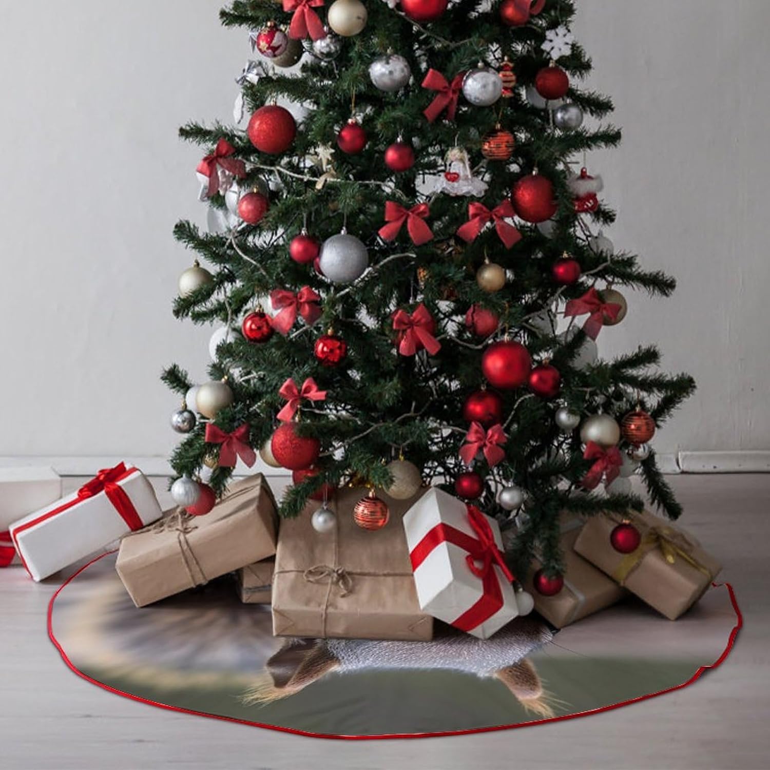 Christmas Tree SkirtCute Squirrelclassic Fashion Tree Skirt Painted Multifunctional Christmas Tree Skirt