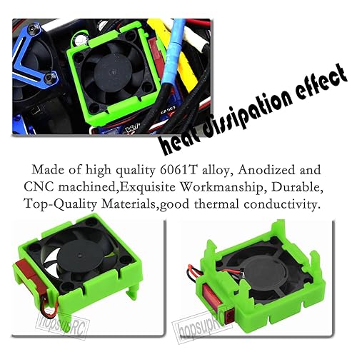 Miniatura 5 de VXL-3s ESC Motor Cooling Fan Upgrades Part for 110 SlashRustlerStampede VXL 4X4 2WD, disipador de calor de ventilador de alta velocidad Hops Up,