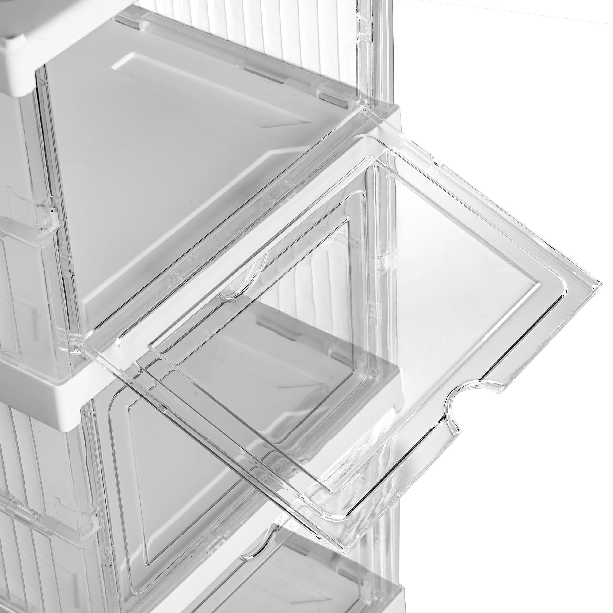 12x Cajas de almacenamiento plegables y apilables | Zapatero | Organizadores de plástico transparente con puerta abatible | Diseño modular, ventilado y resistente para guardar zapatos ropa accesorios