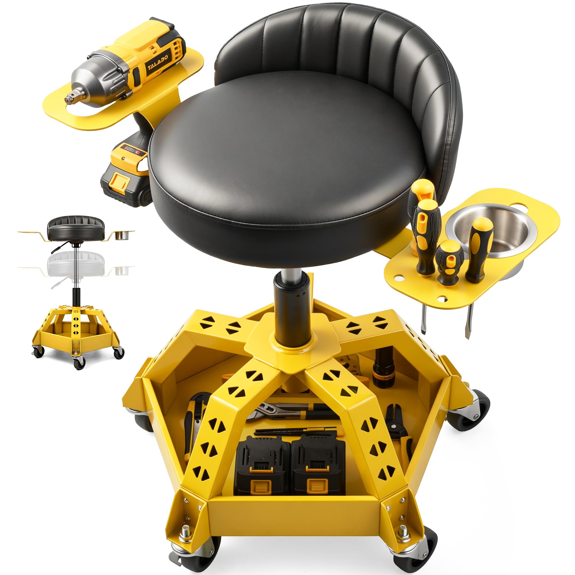 Photo 1 of Masgole Rolling Shop Stool with Wheels