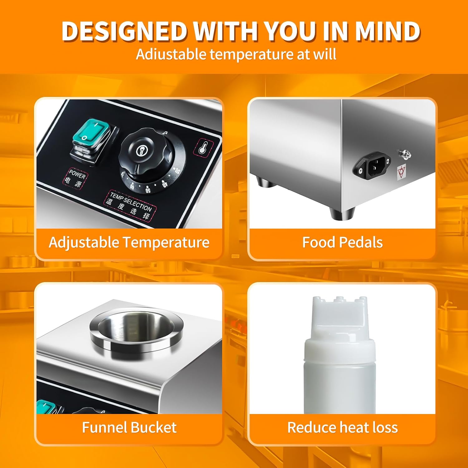 YOOKTEN Electric Nacho Cheese Sauce Warmer,0.68 Qt Cheese Sauce Dispenser Hot Fudge Bottle Warmer Cheese Sauce Warmer Dispenser Hot Chocolate Warmer and Dispenser with Bottles,86-185℉Adjustable 110V