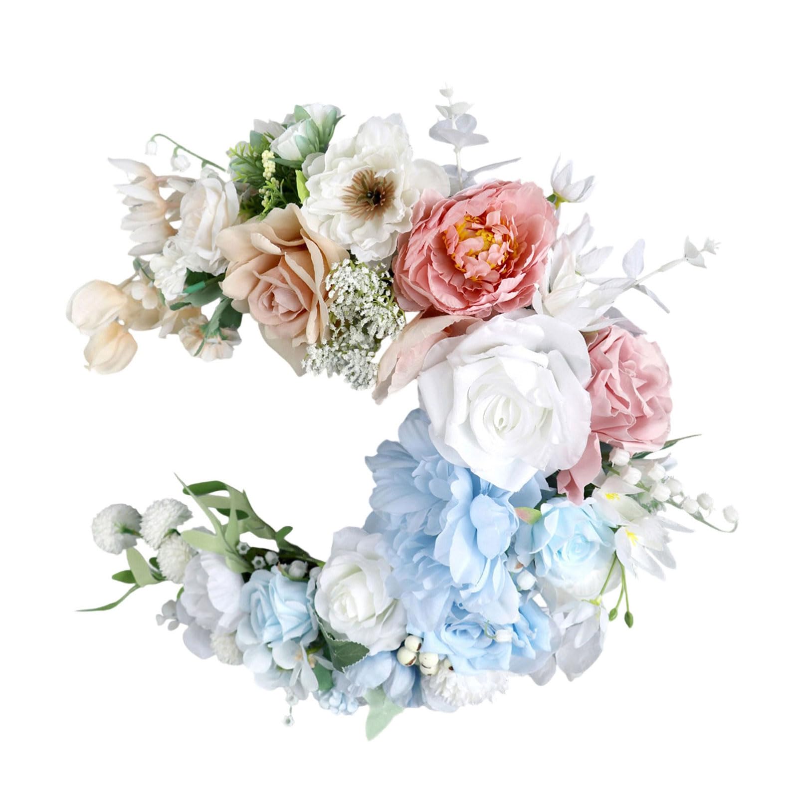 Shape Artificial Rose Flower Wreath Floral Wreaths Wall Ornament for Festivals Weddings Indoor Decoration Home Decoration Floral Garland