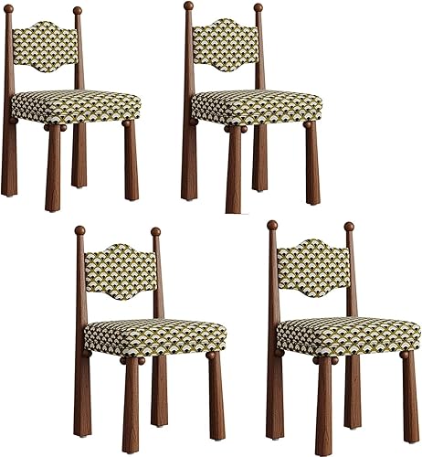 Miniatura 9 de Sillas de comedor de madera, juego de sillas de comedor de tela de lino, sillas de acento con respaldo, silla de maquillaje medieval sin brazos