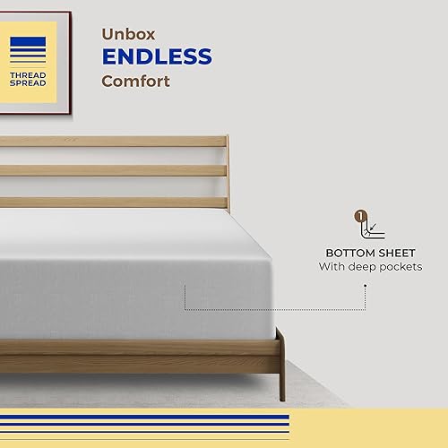 Miniatura 3 de THREAD SPREAD Sábana bajera ajustada 100 % algodón egipcio tamaño California King Sábana bajera de 600 hilos, bolsillo profundo, satén suave sin