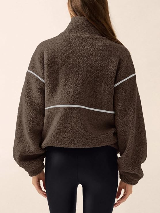 Womens Sherpa Fleece Jacket Zip Up Sweatshirts Winter Warm Sweater