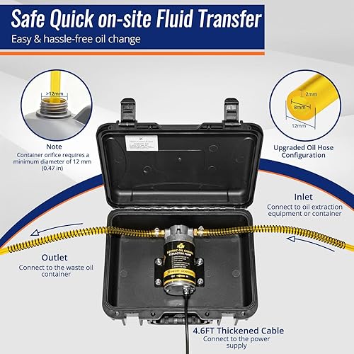Miniatura 2 de Bomba extractora de aceite eléctrica de 1224 V 100 W, bomba de cambio de aceite de alto flujo con manguera antitorceduras, bomba de transferencia de