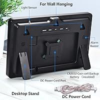 Vista 6 de Reloj digital de pared, reloj despertador digital LED de 11.5 pulgadas, pantalla grande, con control remoto, brillo ajustable, calendario