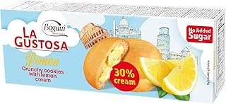 Bogutti La Gustosa Sugar-Free Lemon Cookies – 150g | Crunchy Biscuits with Lemon Cream Filling | No Added Suga