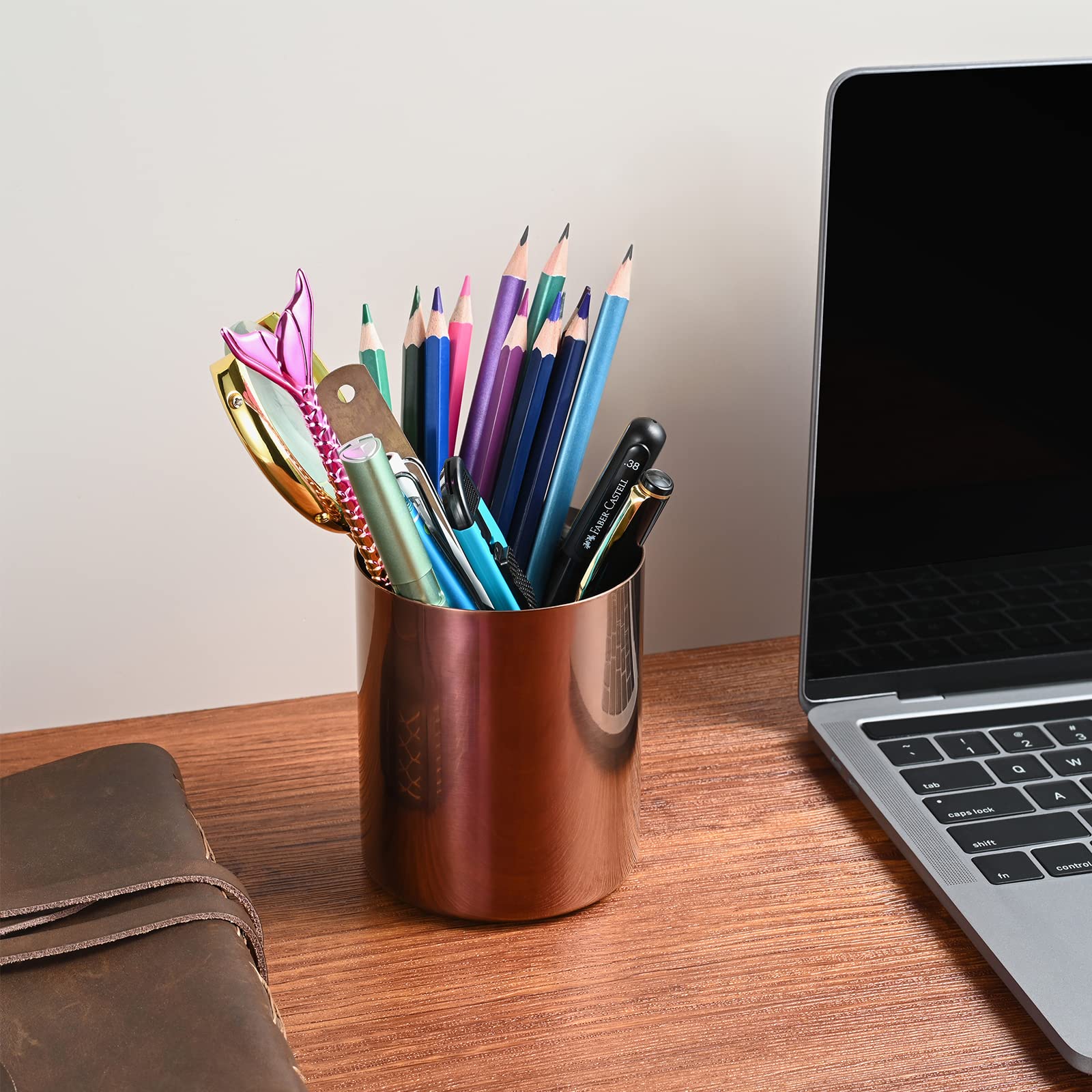 Bidponds Rose Gold Pencil Holder for Desk Stainless Steel Pencil Cup, Pen Holder Cup, Pen Pot, Vases Flower Pot - Image 4