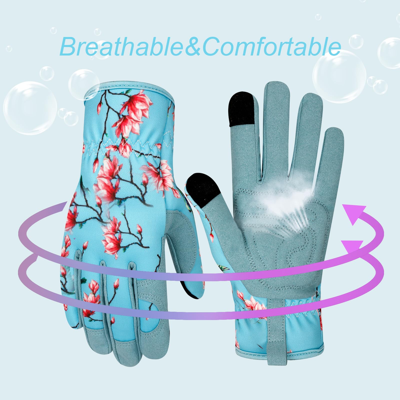 Gants de jardinage en cuir pour femme - Anti-épines - Design tactile - Gants de travail robustes pour planter, creuser, tailler - Couleur V