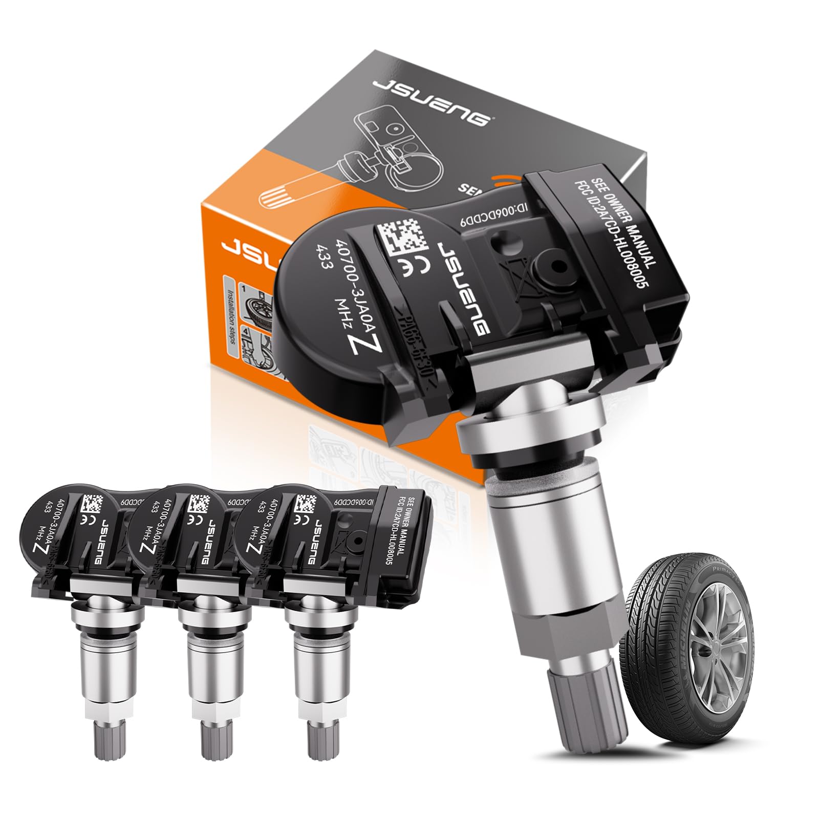 TPMS Sensor, Tire Pressure Monitoring System Sensor Compatible with Infiniti JX35 QX50 Nissan Alitima Frontier Maxima Murano Pathfinder, 4-Pack Replaces 407003JA0A 407003JA0B 433MHz