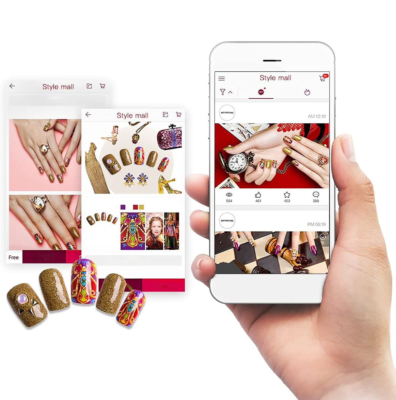 Impresora de Arte de Uñas, Máquina de Manicura para el Hogar con Impresión de Uñas en 3D Móvil Automática, Paquete de Gel para Uñas, Cepillo para Esmalte de Uñas y Lámpara para Uñas
