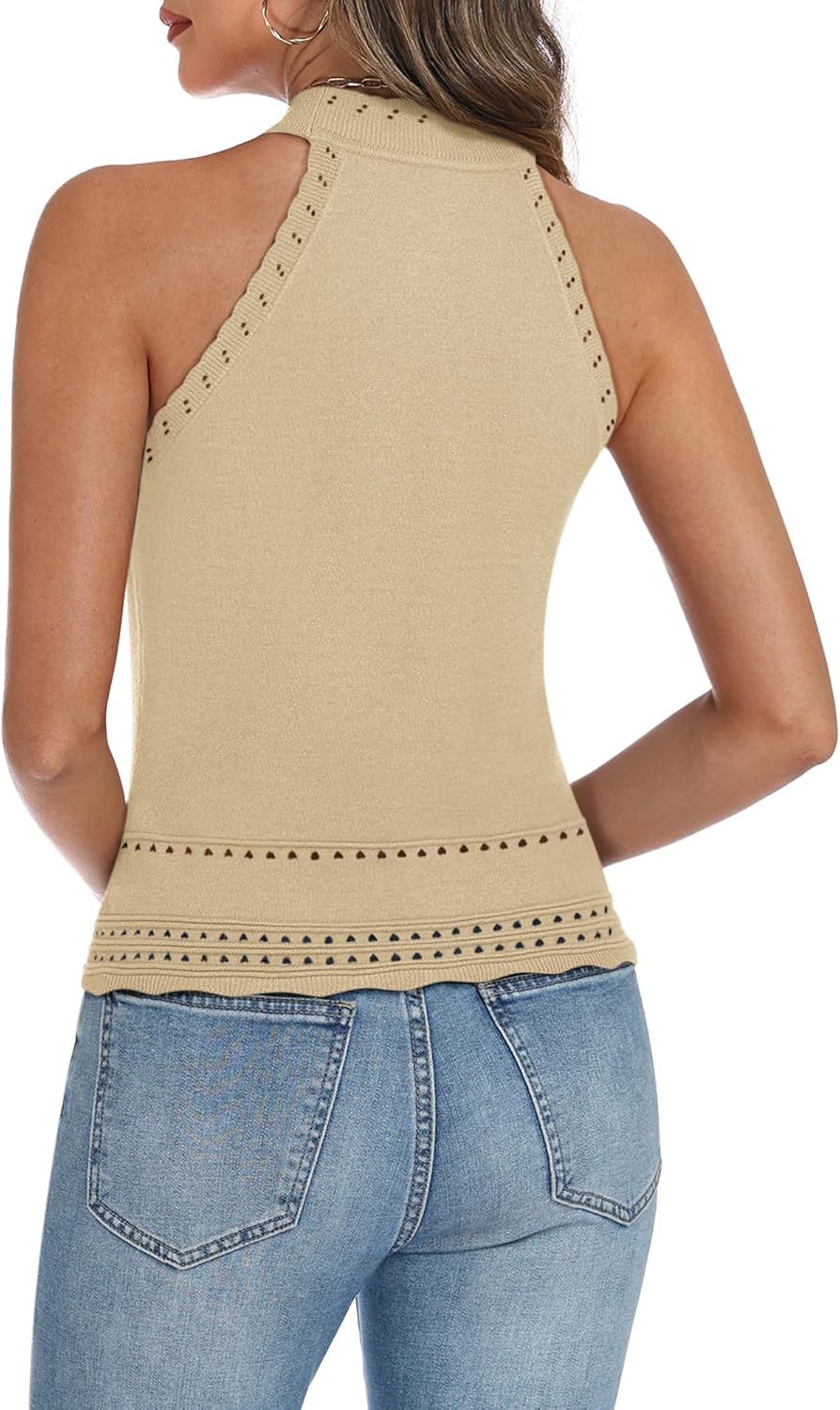 Womens Racerback Tank Tops 2026 Summer Ribbed Knitted High Neck Sleeveless Tops Slim Basic Cami - Image 7