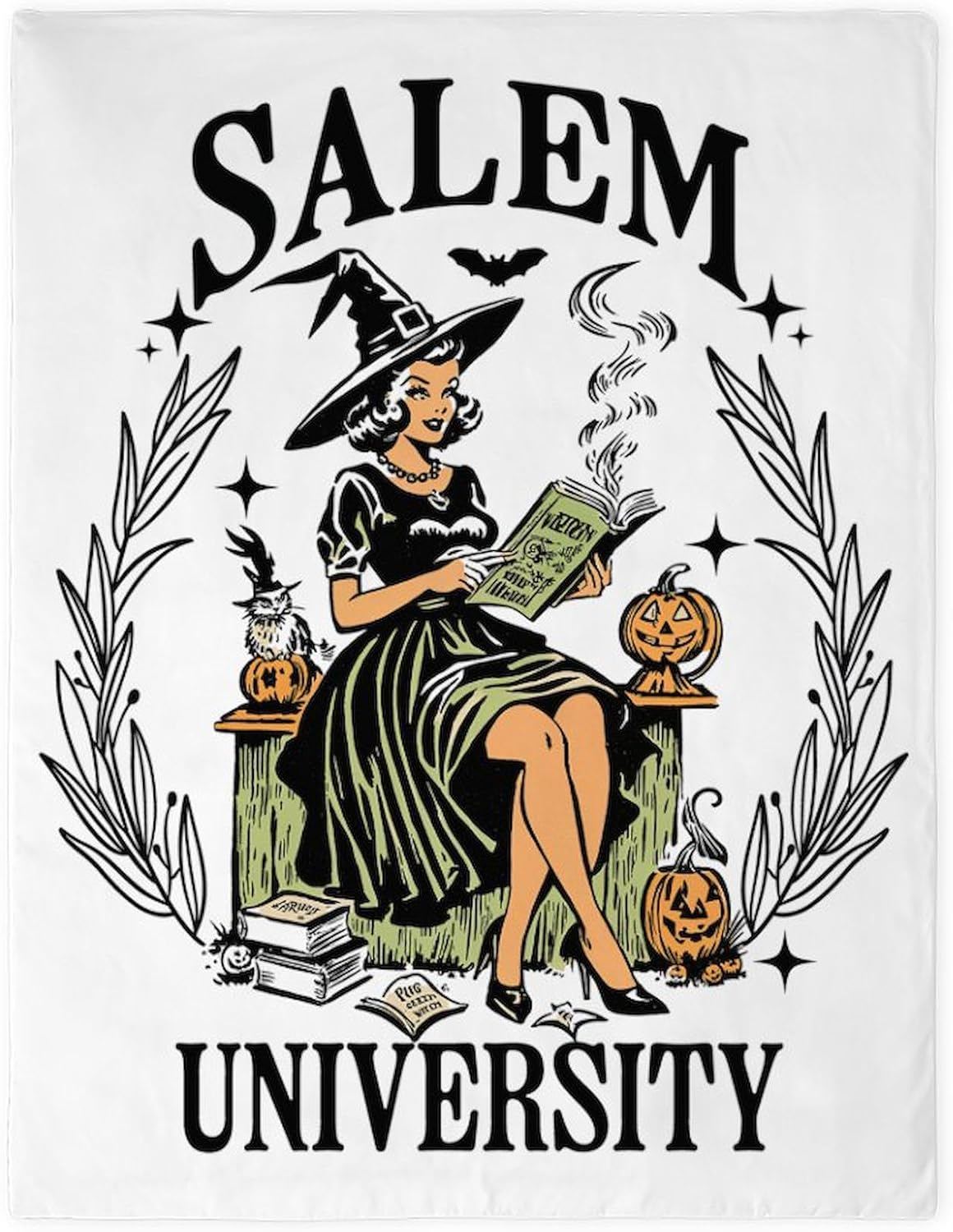 CafePress Salem University Witch Pin Up Vintage Halloween Twin Duvet Cover, Printed Comforter Cover, Unique Bedding,
