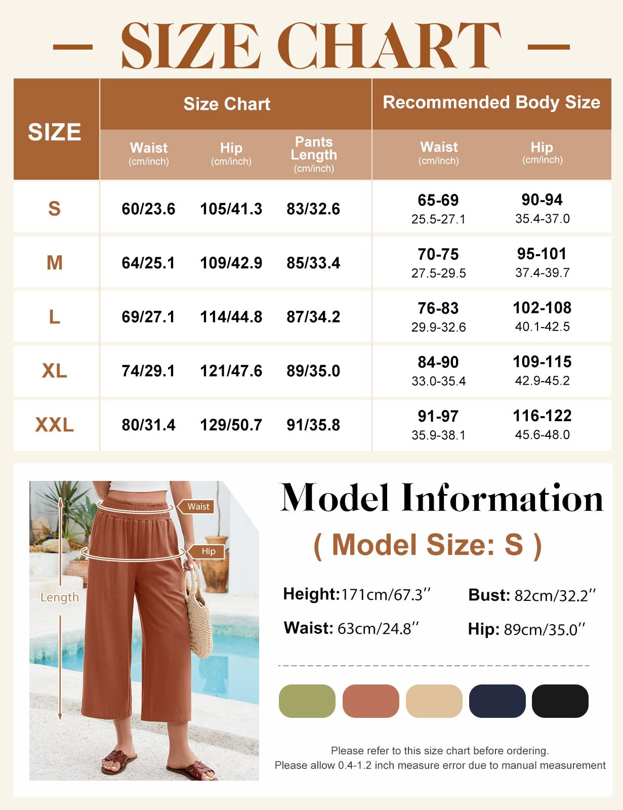UMIPUBO Pantalon Lin Femme Été Coton Chanvre 3/4 Large Pantalons Fluide Elegant Chic Taille Haute Élastique Pantacourt Léger Respirant Jogging Pants de Plage avec Poches