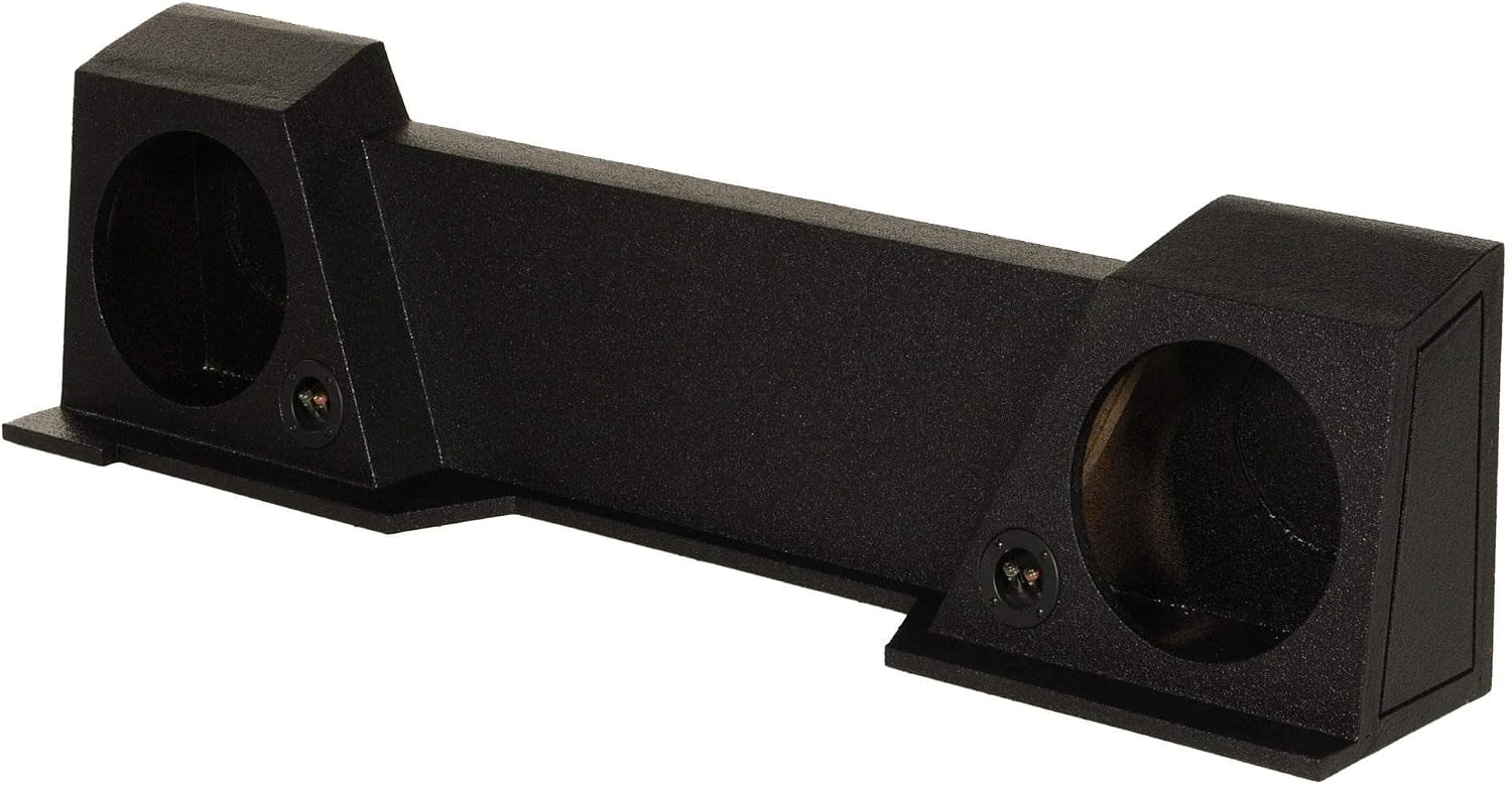 Q Power Dual 10in Underseat Downfire Subwoofer Enclosure, Q-Bomb Sub Box Compatible with Chevy Silverado XCab and GMC Sierra XCab 2007-2013