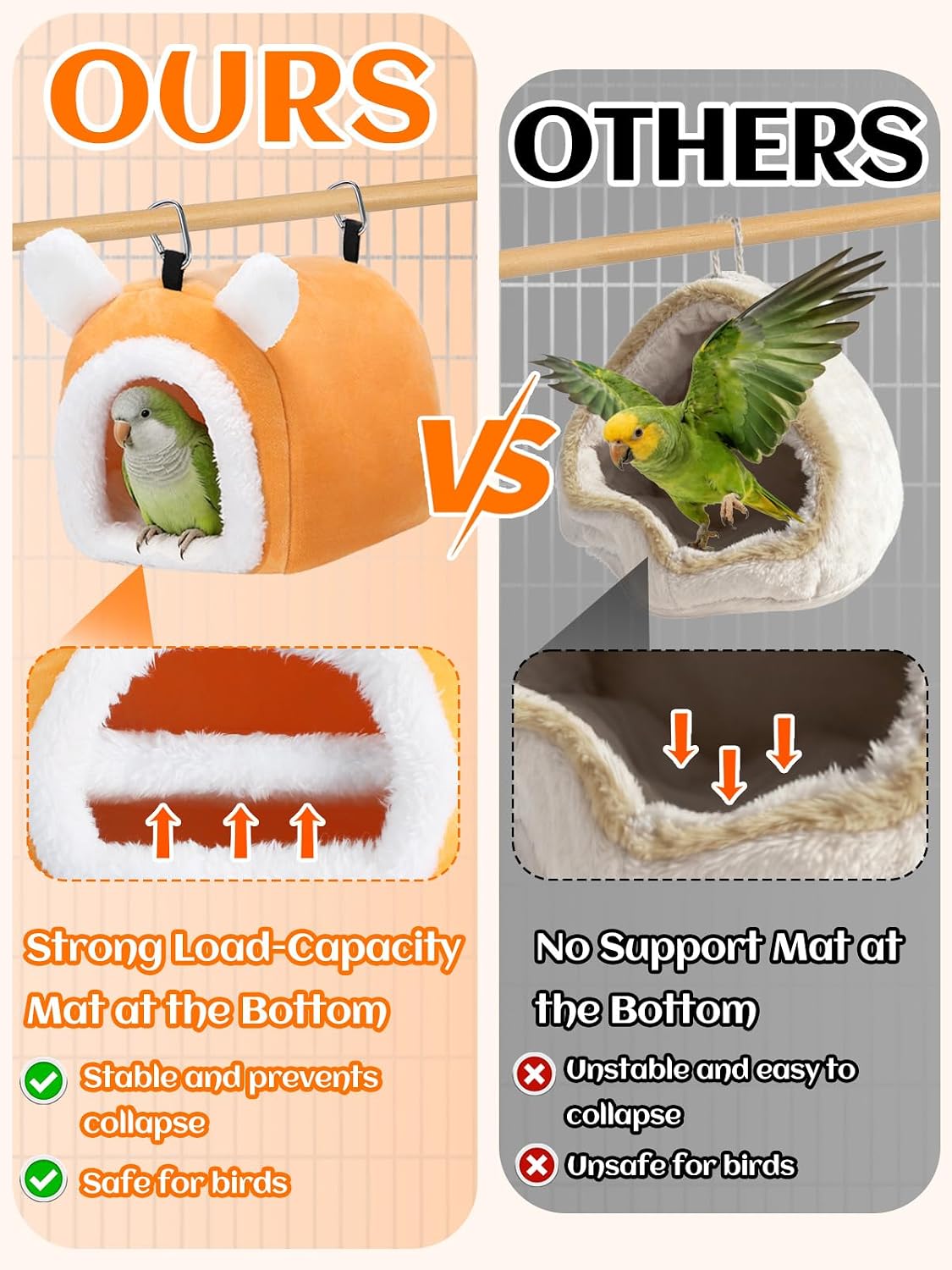 MEWTOGO Medium Winter Stable Warm Bird Nest House for Cage Accessories image 2