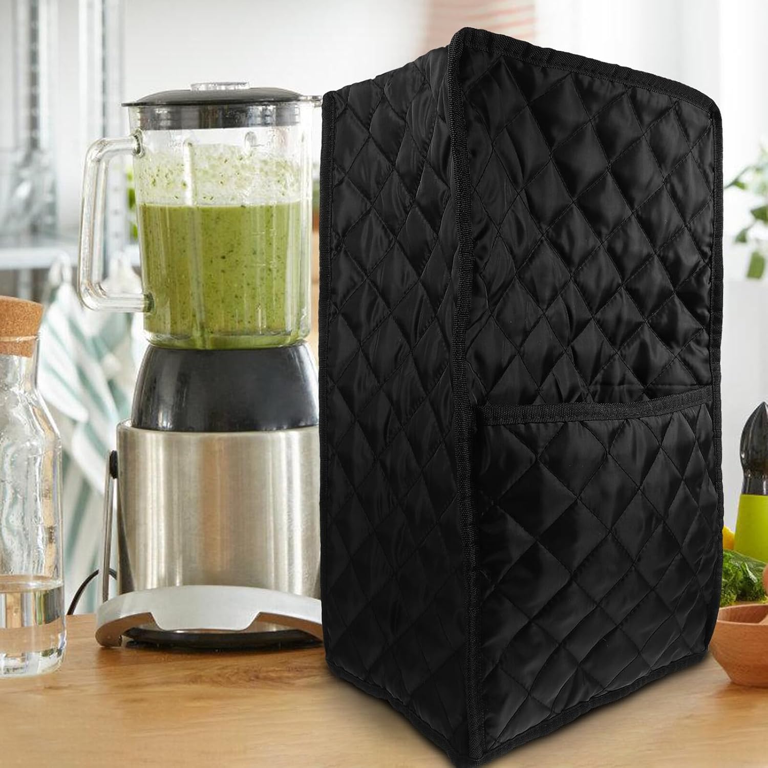 Stand Mixer Protective Cover with Pocket Anti-scratch Dustproof Sleeve for Kitchen Mixer Dust Cover Organizer for Home Appliance Black