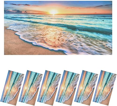 Paquete de 6 cubiertas de luz fluorescente para luz de techo, cubiertas de luz de playa con salida del sol para aula, oficina, hogar, cubierta de