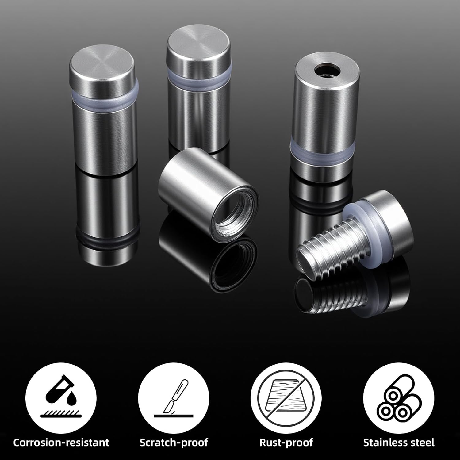 100PCS 1/2 x 3/4 Inch Stainless Steel Standoff Screws, Metal Standoff Pin Wall Sign Mounting Hardware for Hanging Picture Frame, Acrylic, Glass, Advertising Fixing Nail