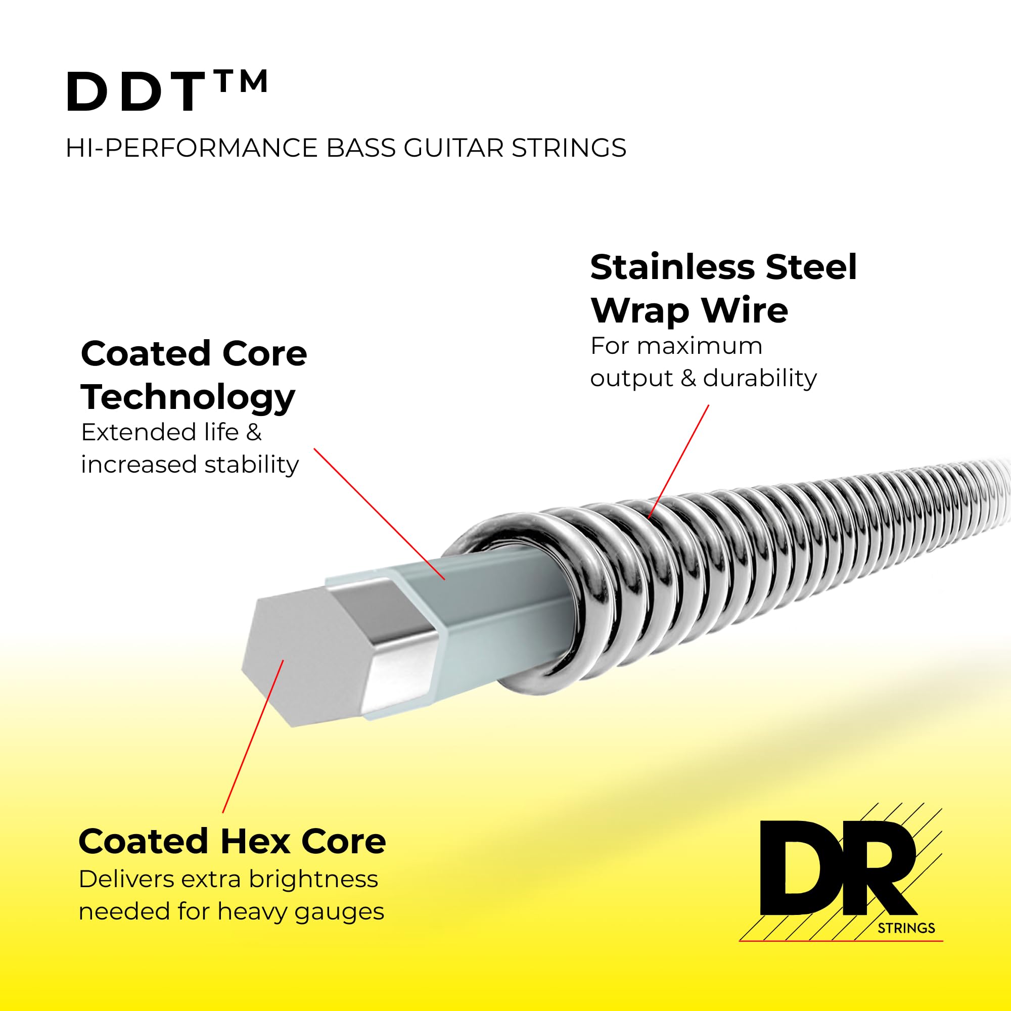 Amazon.com: DR Strings DDT Bass Guitar Strings (DDT5-45) : Musical