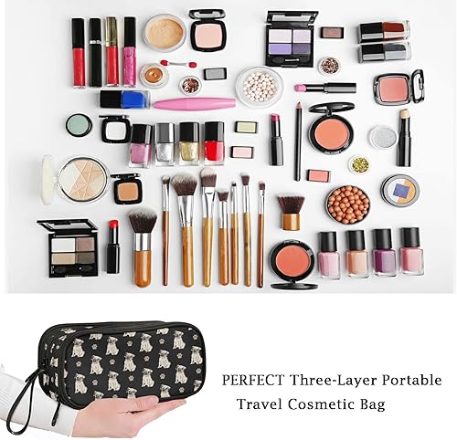 Miniatura 7 de Fustylead Lovely Pug Dogs - Estuche grande para lápices, bolsa duradera con gran capacidad, bolsa de papelería portátil minimalista con asa para