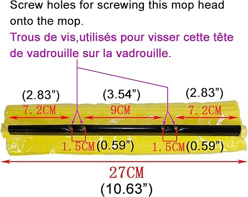 Miniatura 6 de Repuestos de cabezal de fregona de rodillo de esponja, paquete de 3 almohadillas de esponja absorbentes de repuesto, 15 pulgadas, amarillo