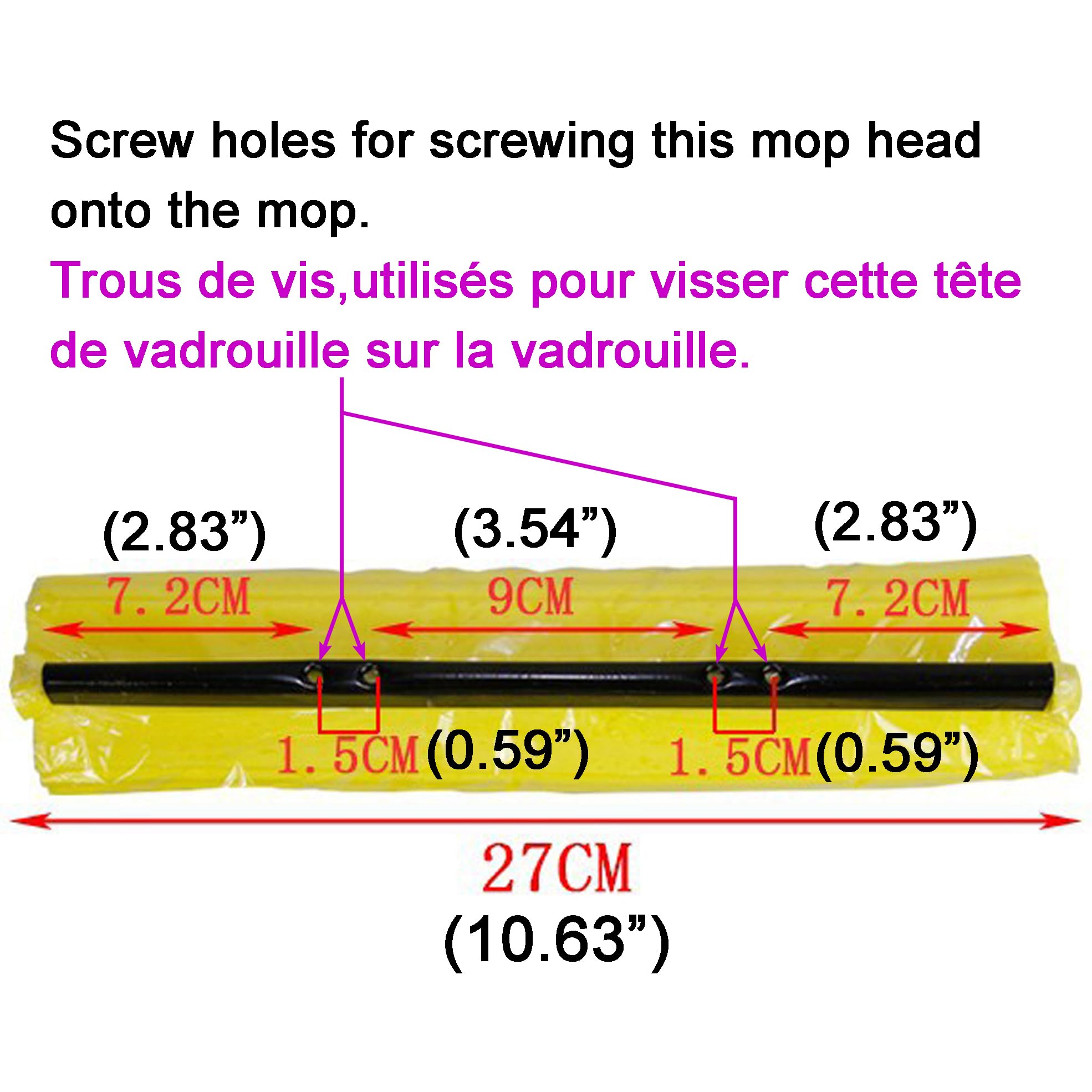 Recharges de tête de vadrouille éponge absorbante,tête de serpillère,tampons de Balai -Pack de 3 tampons éponge de Rechange Mop,Jaune