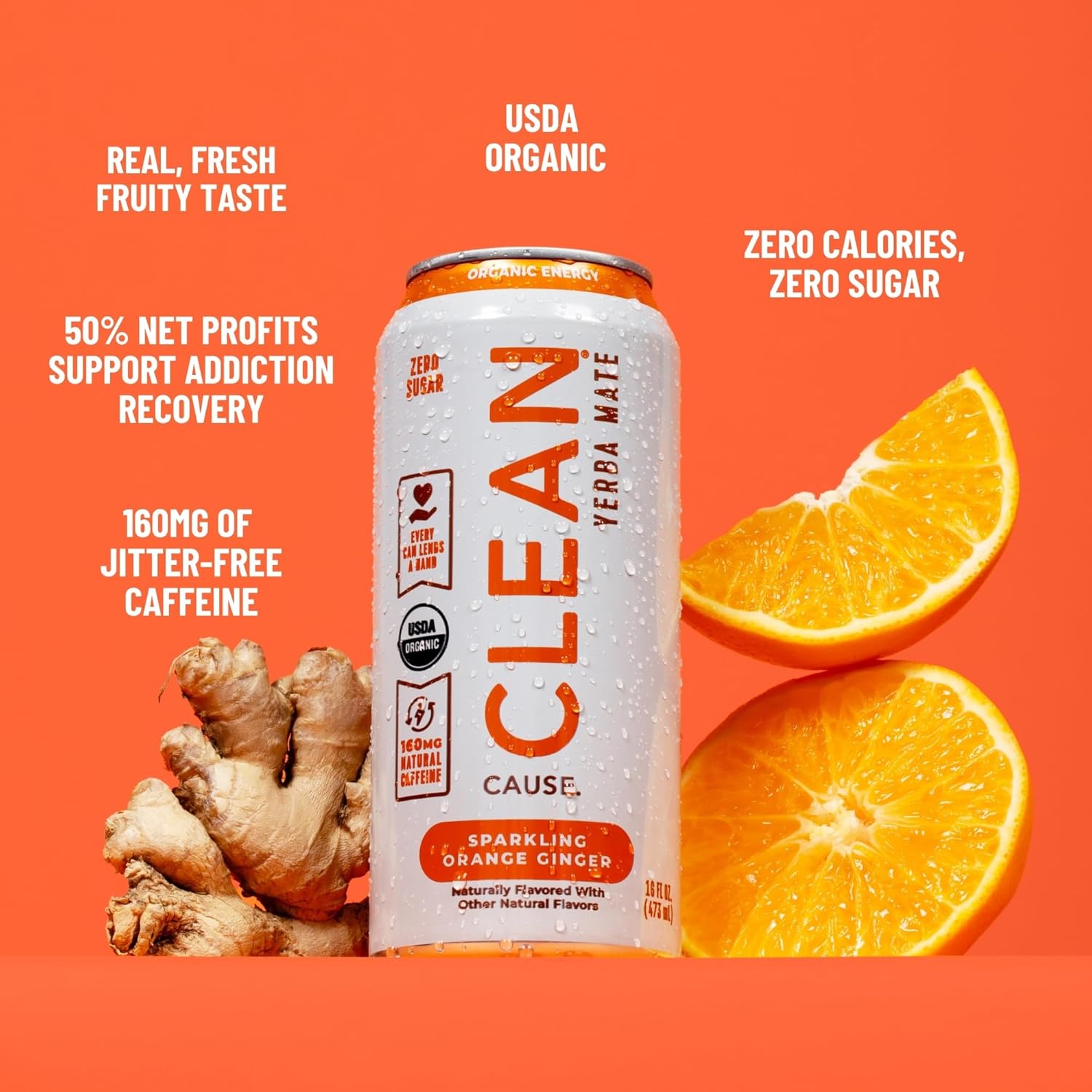 CLEAN Cause Zero Sugar Variety Pack Yerba Mate Tea Sparkling, USDA Organic Energy Drink Alternative, Zero Calorie, 160mg Natural Caffeine, Soda Alternative, Plant-Based (16oz cans, 12-Pack Case, 3 Flavors)