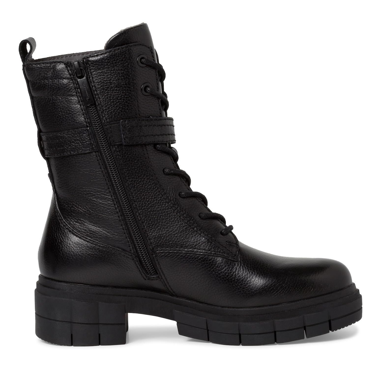 Tamaris Comfort Women’s Ankle Boots with Heel Leather with Buckle Comfort Fit , Black Nappa, 6,5 UK