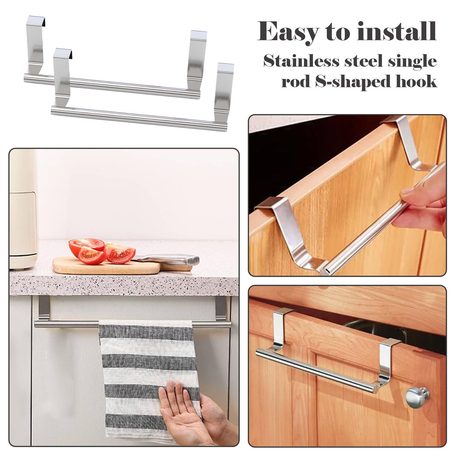 mDesign Theedoekhouder - handdoekhouder voor boven de deur zonder boren - keukenhanddoekhouder met 2 stangen - ideaal voor keuken en badkamer - koper