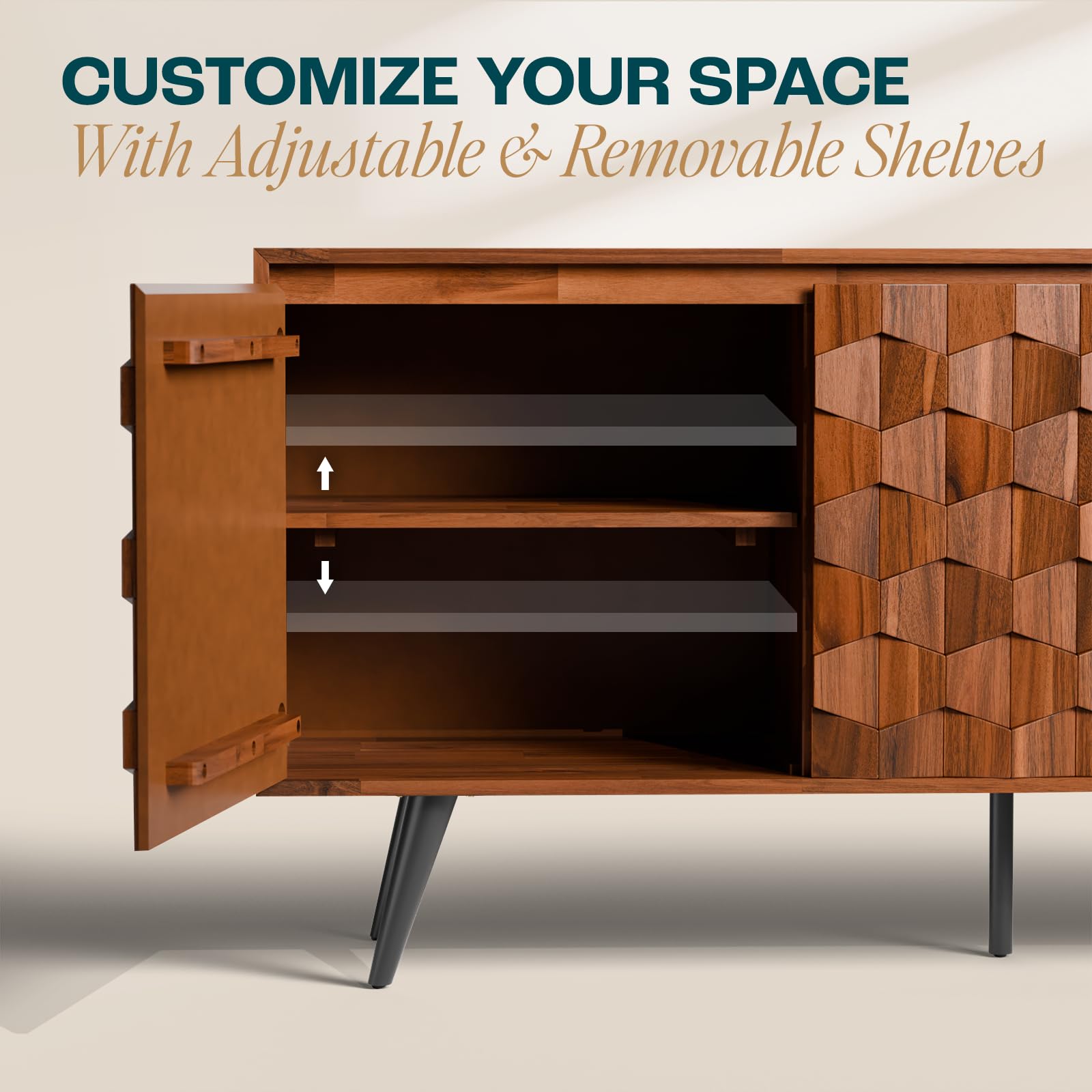 Amazon.com - Bme Georgina Solid Wood Sideboard with Geometric