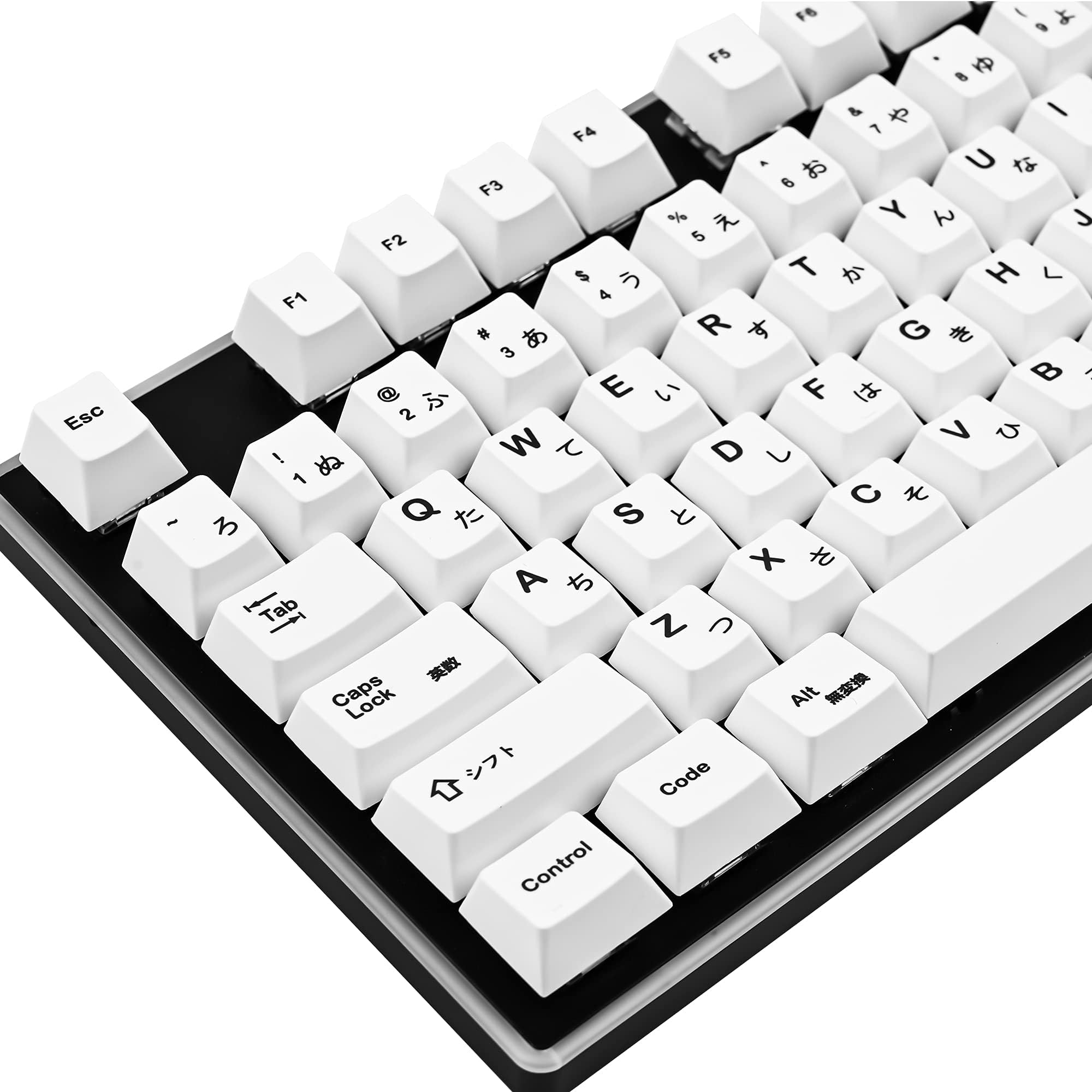 137-Keys Japanese White Keycaps PBT Cherry Profile Key Cap Set for 60% 65% tkl 96 108 Mechanical Keyboards (Minimalist White)