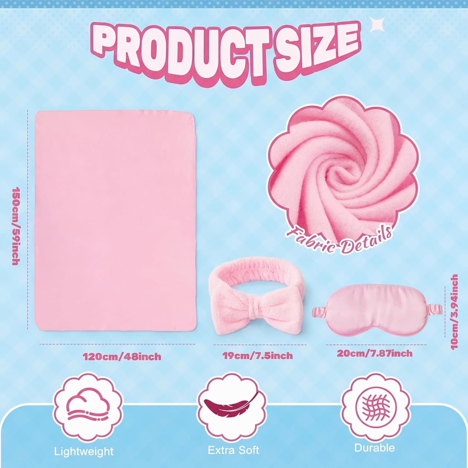 36 Pcs Sleepover Party Supplies Spa Slumber Pajama Bachelorette Birthday Party Favors Throw Blanket Eye Mask Bow Headband Slippers Face Mask Mixing Bowl Tote Bag for Women Galentines Bridesmaid Gift