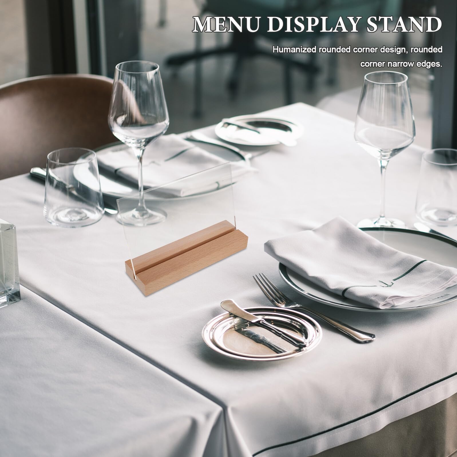 ibasenice Soporte de Mesa Horizontal de Madera Maciza con Base T y Protector Acrílico Transparente Expositor para Menús A6 5 Piezas Adecuado para Restaurantes Oficinas y Tiendas