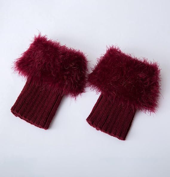 Bestjybt Womens Fur Boot Socks Knitted Boot Cuffs Leg Warmers