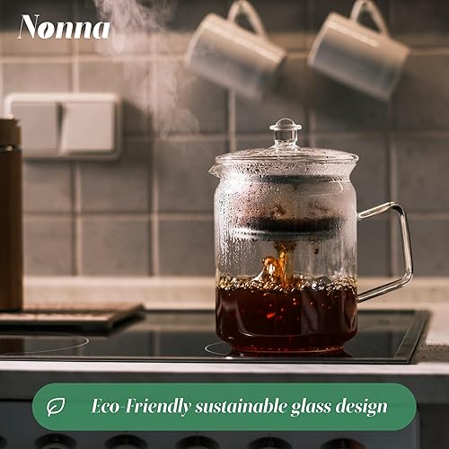 Miniatura 5 de The Nonna - Percolador de café de vidrio - The Nonna  Vidrio de borosilicato no eléctrico y acero inoxidable  Regalo de café ecológico  Sin BPA
