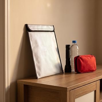 Fireproof Document Pouch with Lockable Zipper and Handle