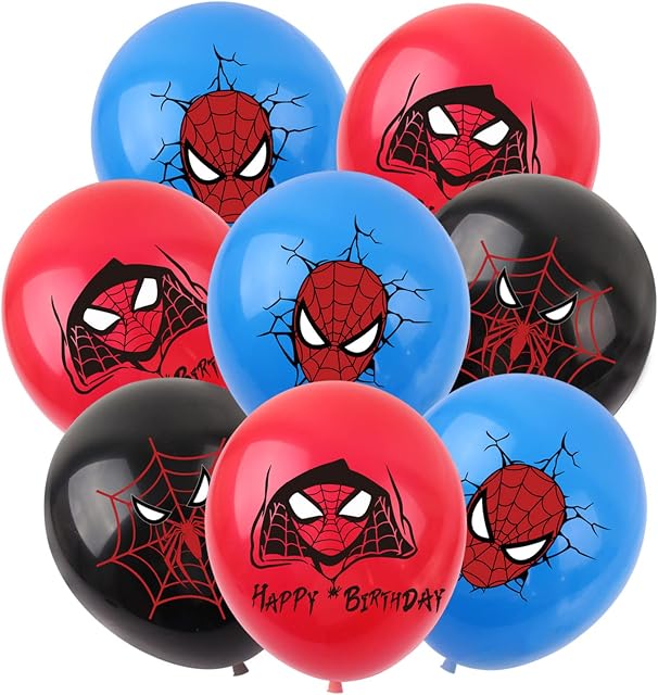 12 Packs Spider Superhero Birthday Balloons, Superhero Party Favors Decorations Supplies for Kids Boys Birthday Party Baby Shower