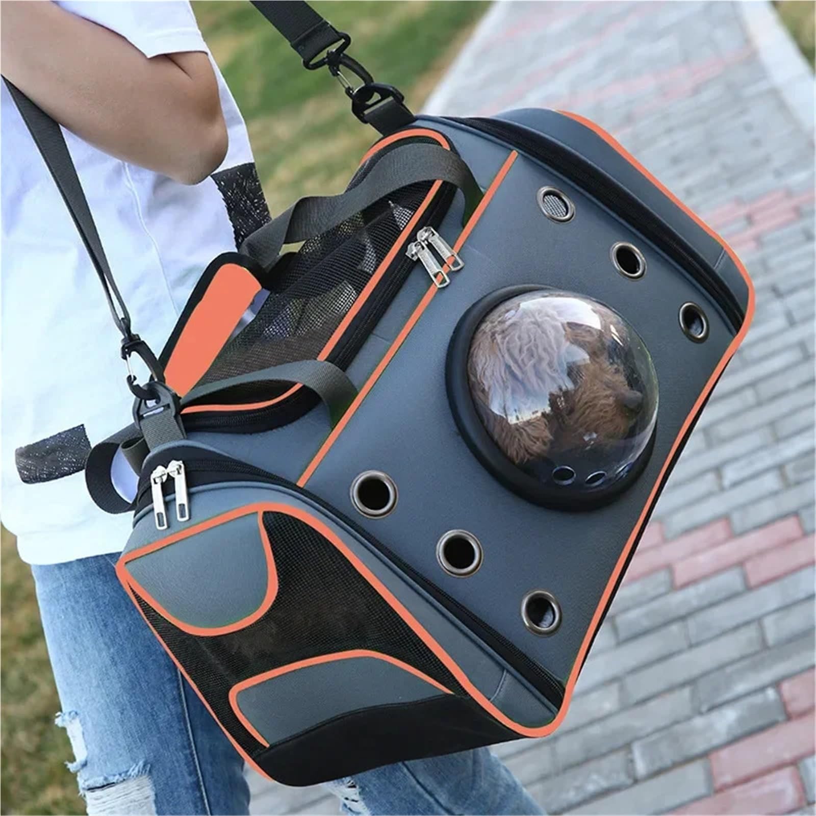 Torba dla psa, na wycieczkę, przenośna torba dla kotów, psów, crossbody, oddychająca, duża pojemność, mały plecak (zielony, 51 x 28 x 26 cm)
