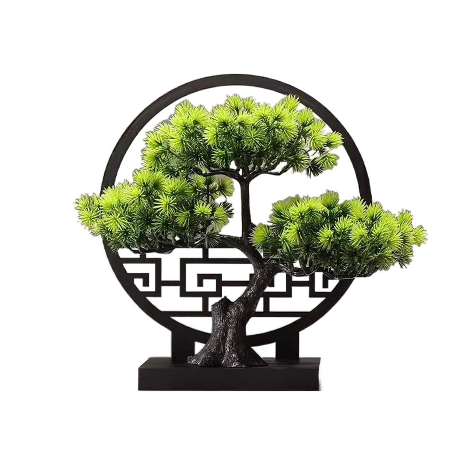 HCZKIUJY Artificial Bonsai Tree Artificial Welcome Pine Bonsai Screen Decoration Zen Simulated Tree Living Room Porch Cabinet Office Landscape Decoration Fake Plant Decoration (A)