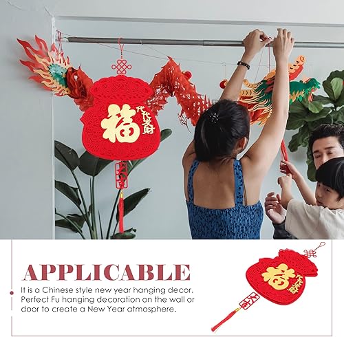 Miniatura 3 de FOMIYES Colgante chino de primavera Fu 2023, Año del conejo de buena suerte, nudo de buena suerte, borla colgante de pared, Año Nuevo chino,