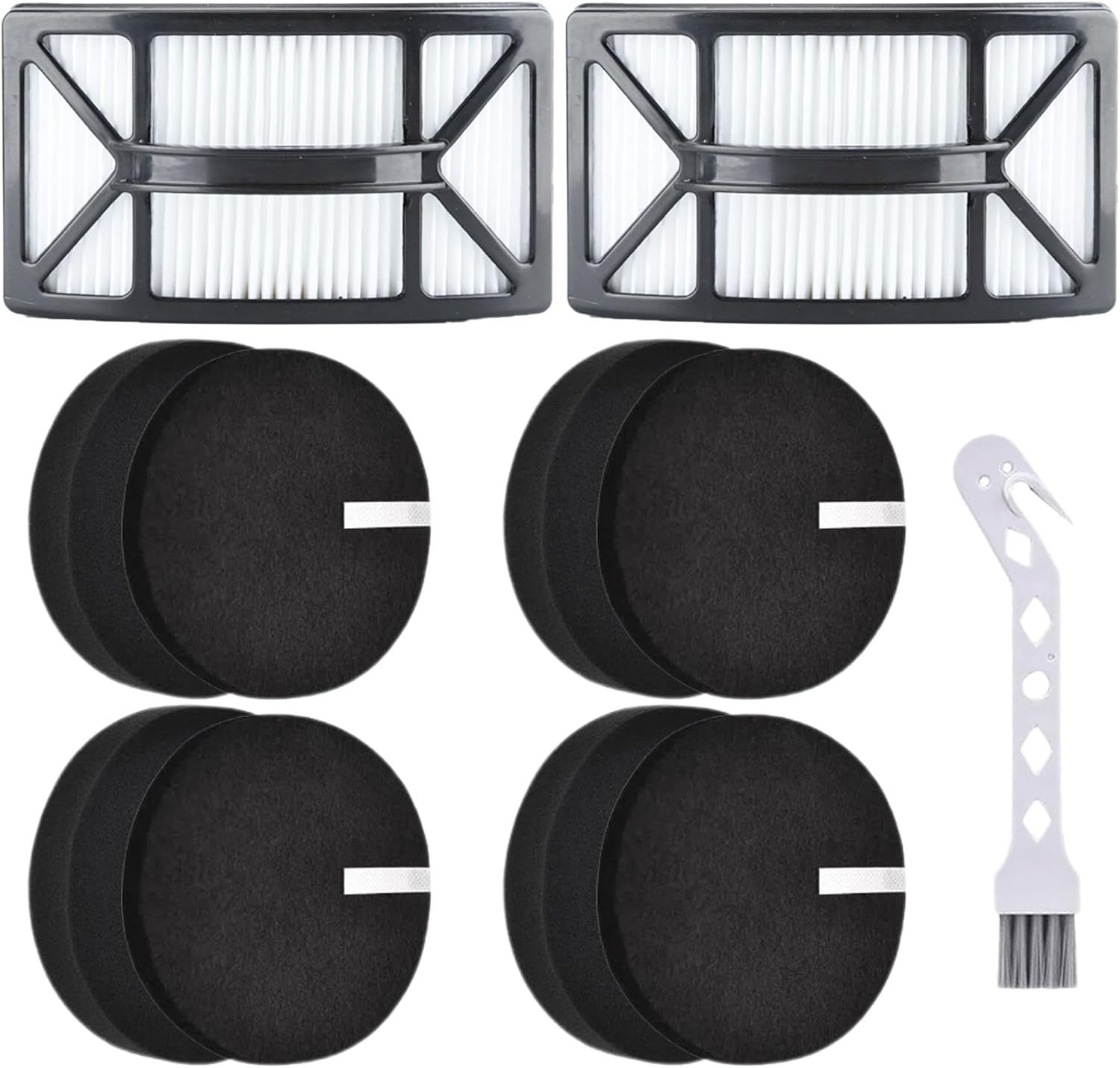 Vacuum Filter Replacement for Bissell CleanView 2486, 2487, 2488, 2490, 2492, PowerClean 2494 Vacuum, Compare to Part # 1604130, 1601972, 1608225, 4 Foam + Felt + 2 HEPA Filters
